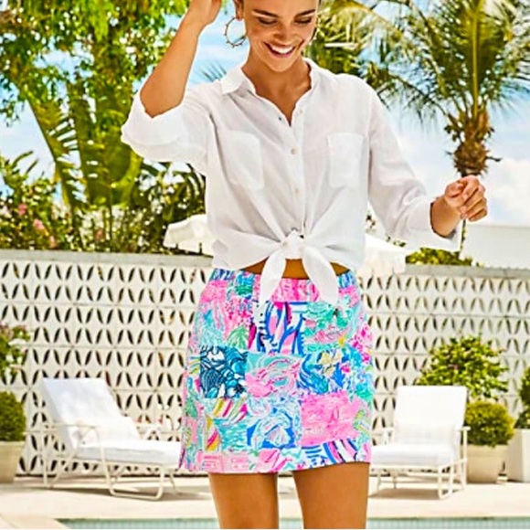 Lilly Pulitzer Pants - NWT Lilly Pulitzer Marigold skort Pop Up Summer Remix Patch sz 12